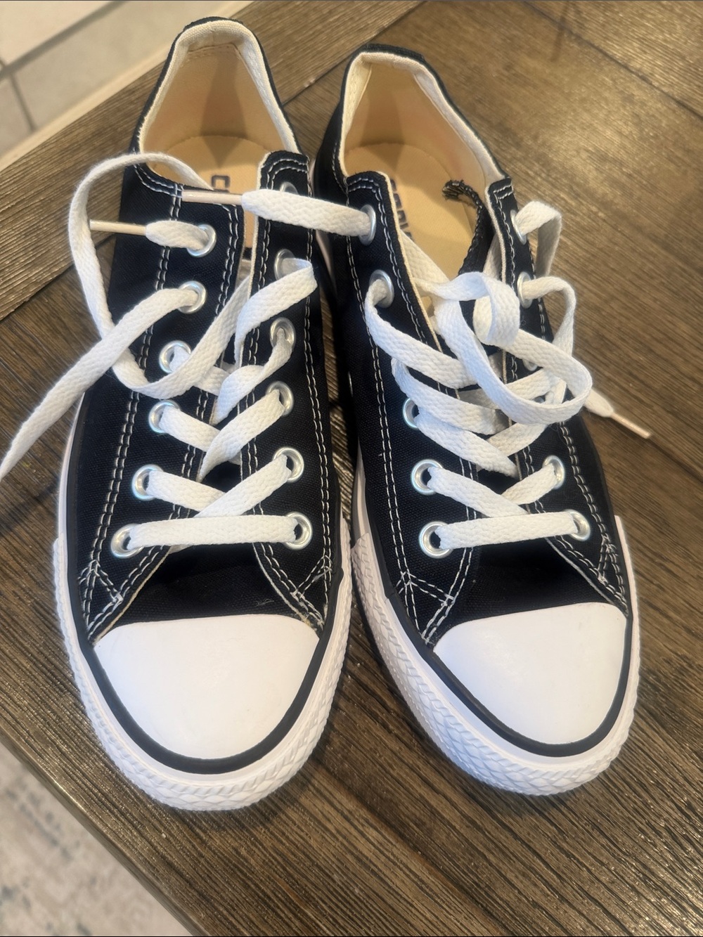 Converse Classic Black Canvas Sneakers with White Trim womens 7 men’s 5